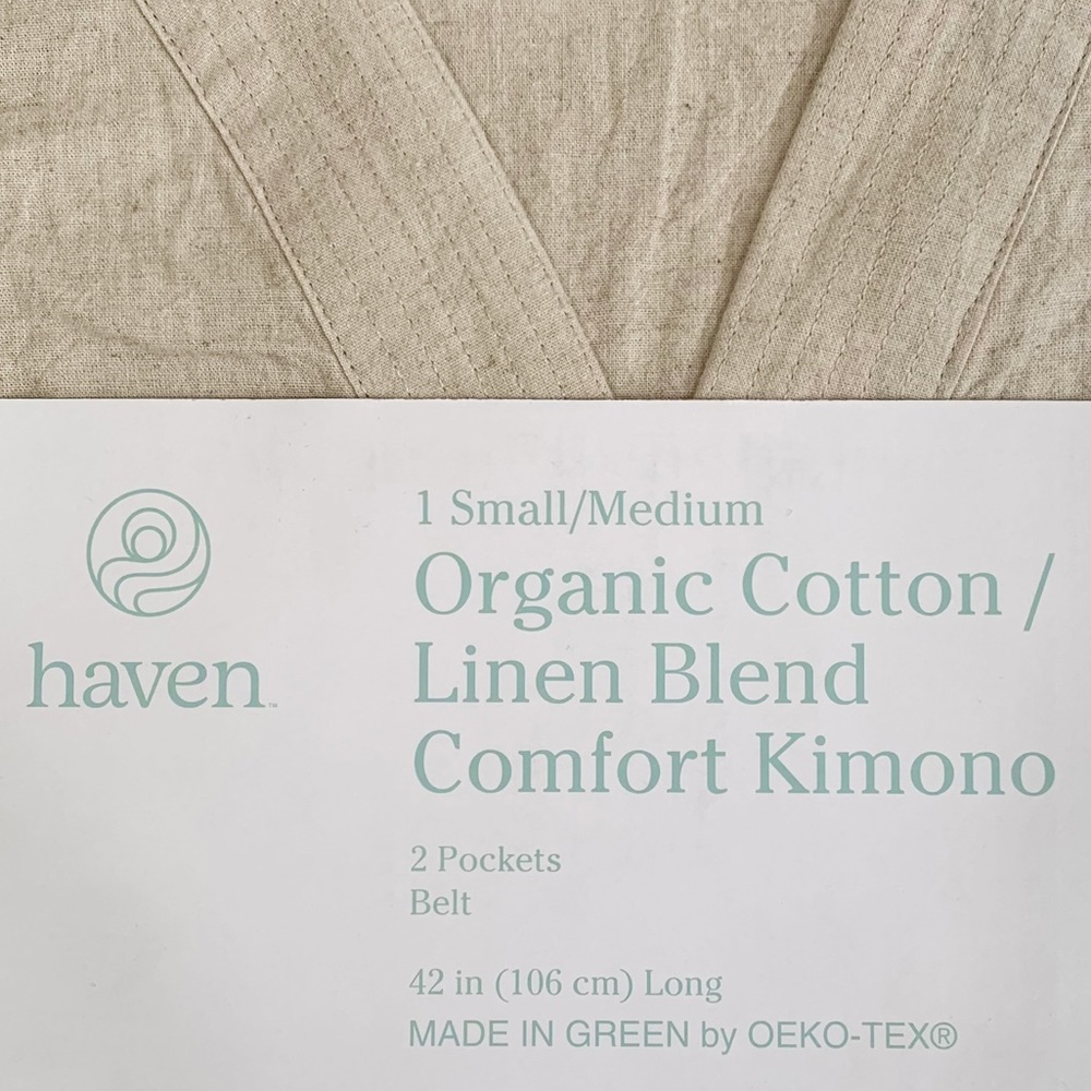Tan Organic Cotton & Linen Blend Kimono Robe- ONLY 1 LEFT! - Picture 10 of 12